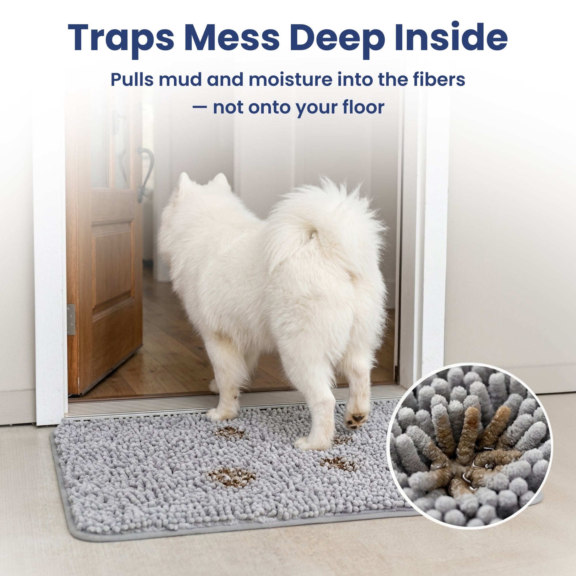 PawsPik® Super Absorbent Microfiber Dog Doormat, Gray