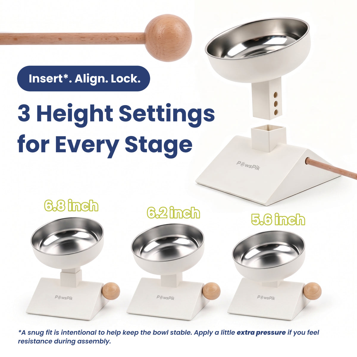 PawsPik® Adjustable Angle & Height Elevated Stainless Steel Dog & Cat Bowl