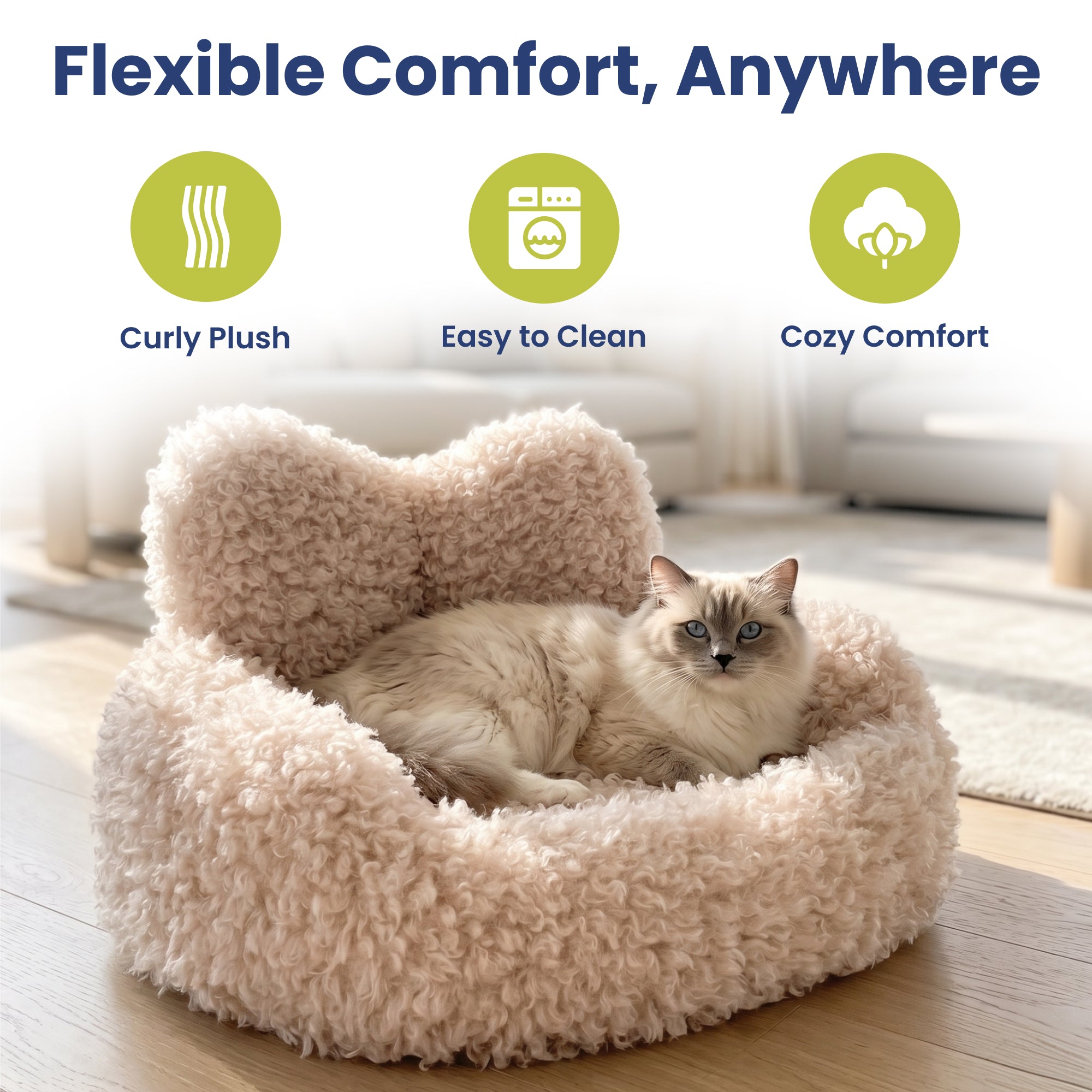 PawsPik® Heart-Shaped Plush Comfort Bolster Dog & Cat Bed with Removable Cover