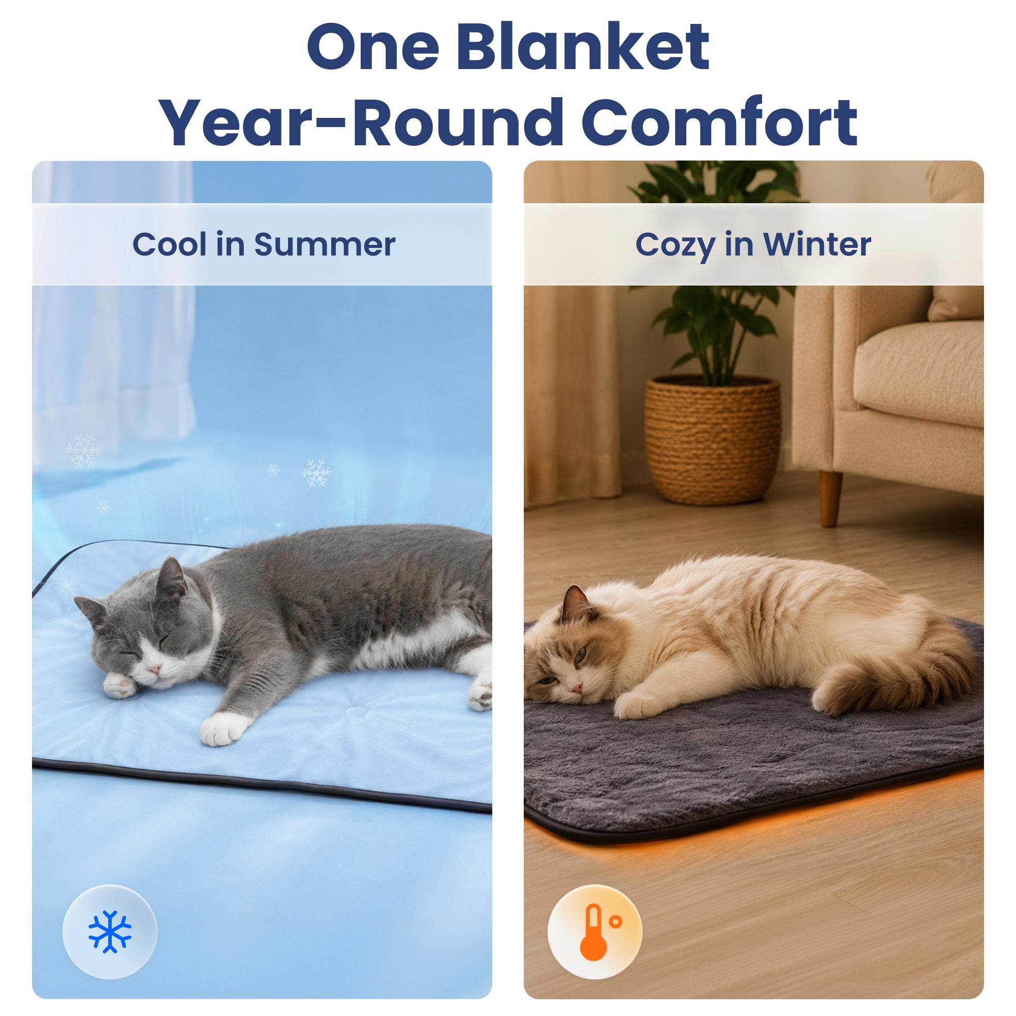 PawsPik® Dual-Comfort Reversible Cooling & Warming Faux Fur Dog Blanket, Grey