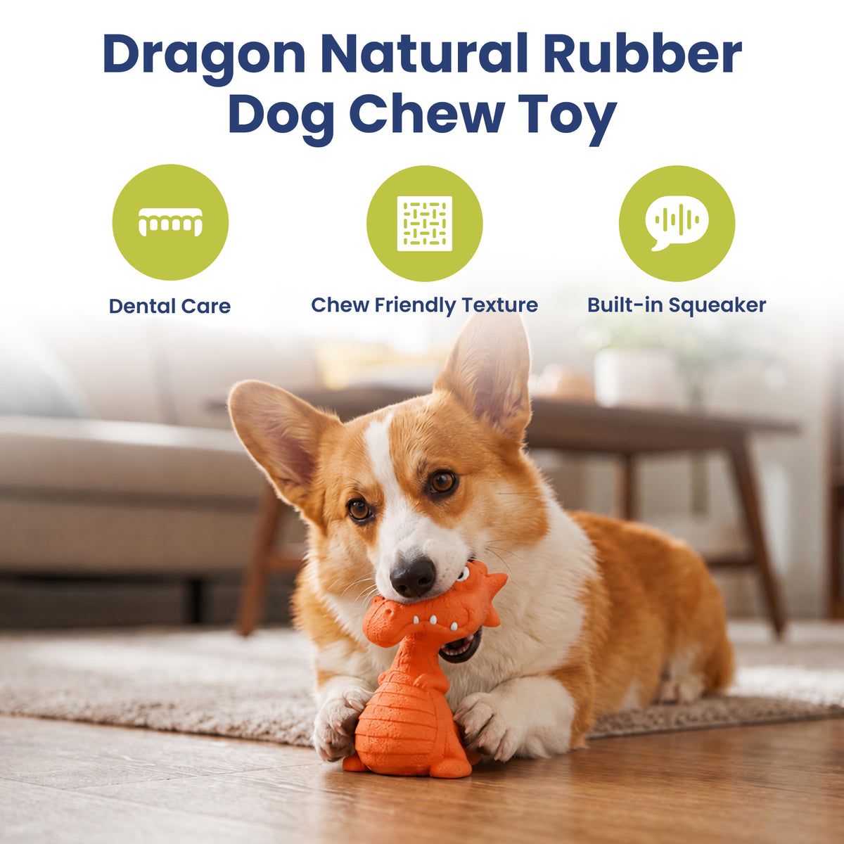 PawsPik® Dragon Natural Rubber Dog Chew Toy