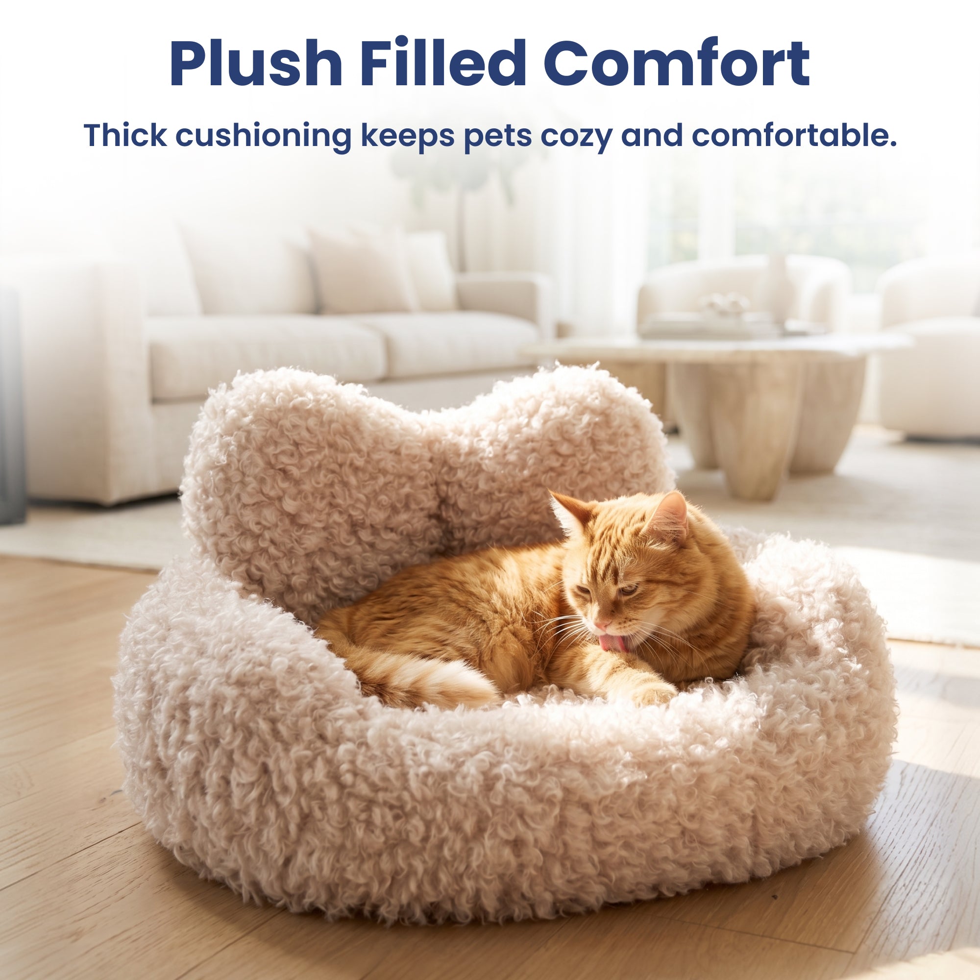 PawsPik® Heart-Shaped Plush Comfort Bolster Dog & Cat Bed with Removable Cover