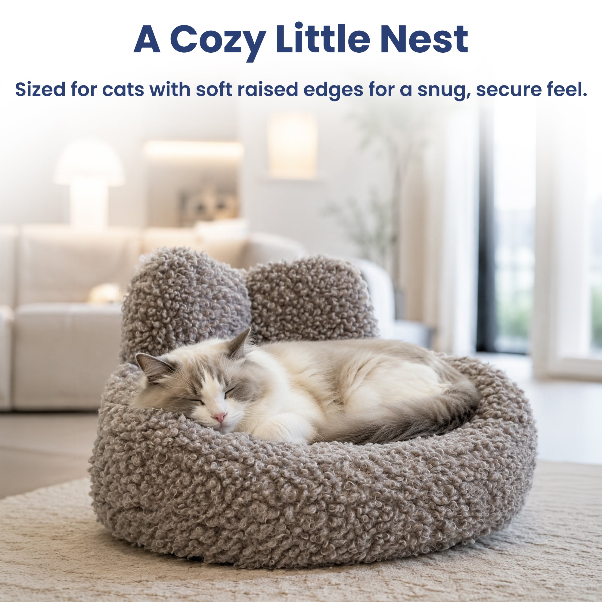 PawsPik® Heart-Shaped Plush Comfort Bolster Dog & Cat Bed with Removable Cover