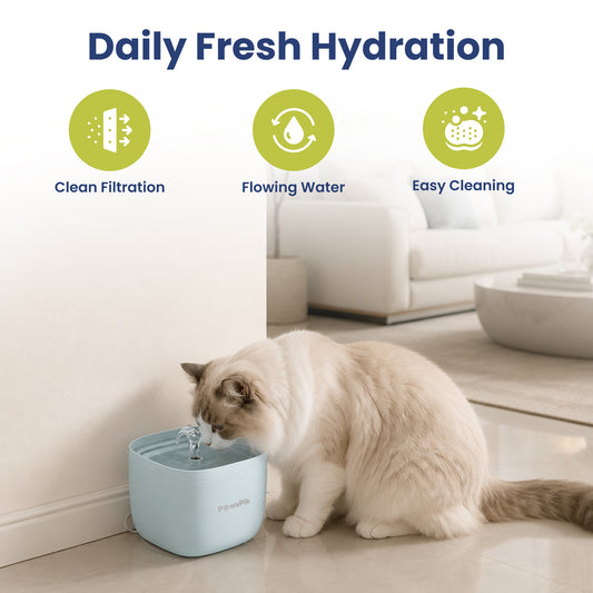 PawsPik® PURE-01 Automatic Plastic Cat Water Fountain, White