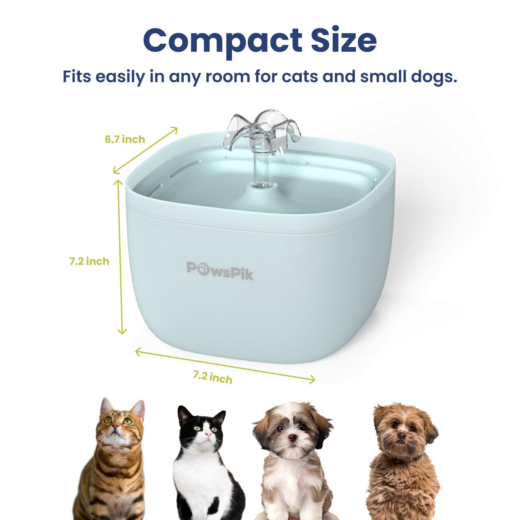PawsPik® PURE-01 Automatic Plastic Cat Water Fountain, White