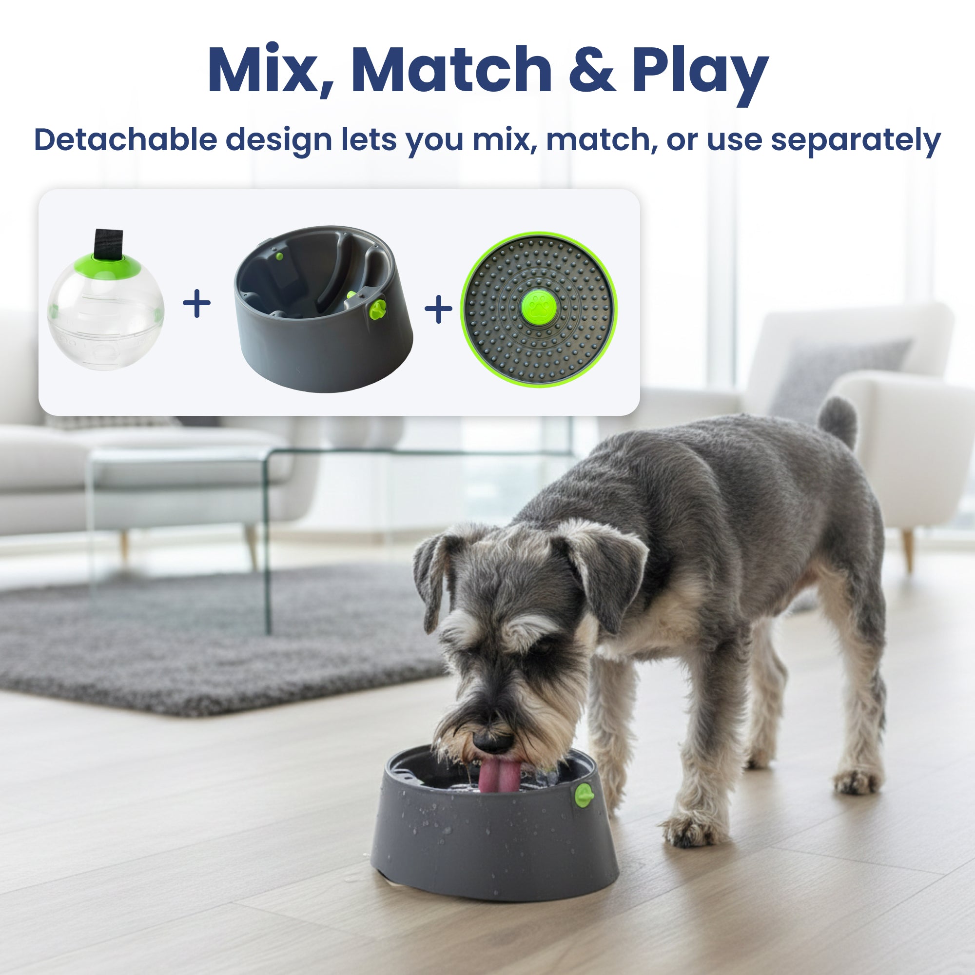 PawsPik® 3-in-1 Multi-Purpose Treat, Feed & Lick Station Dog Feeder, Black, Small