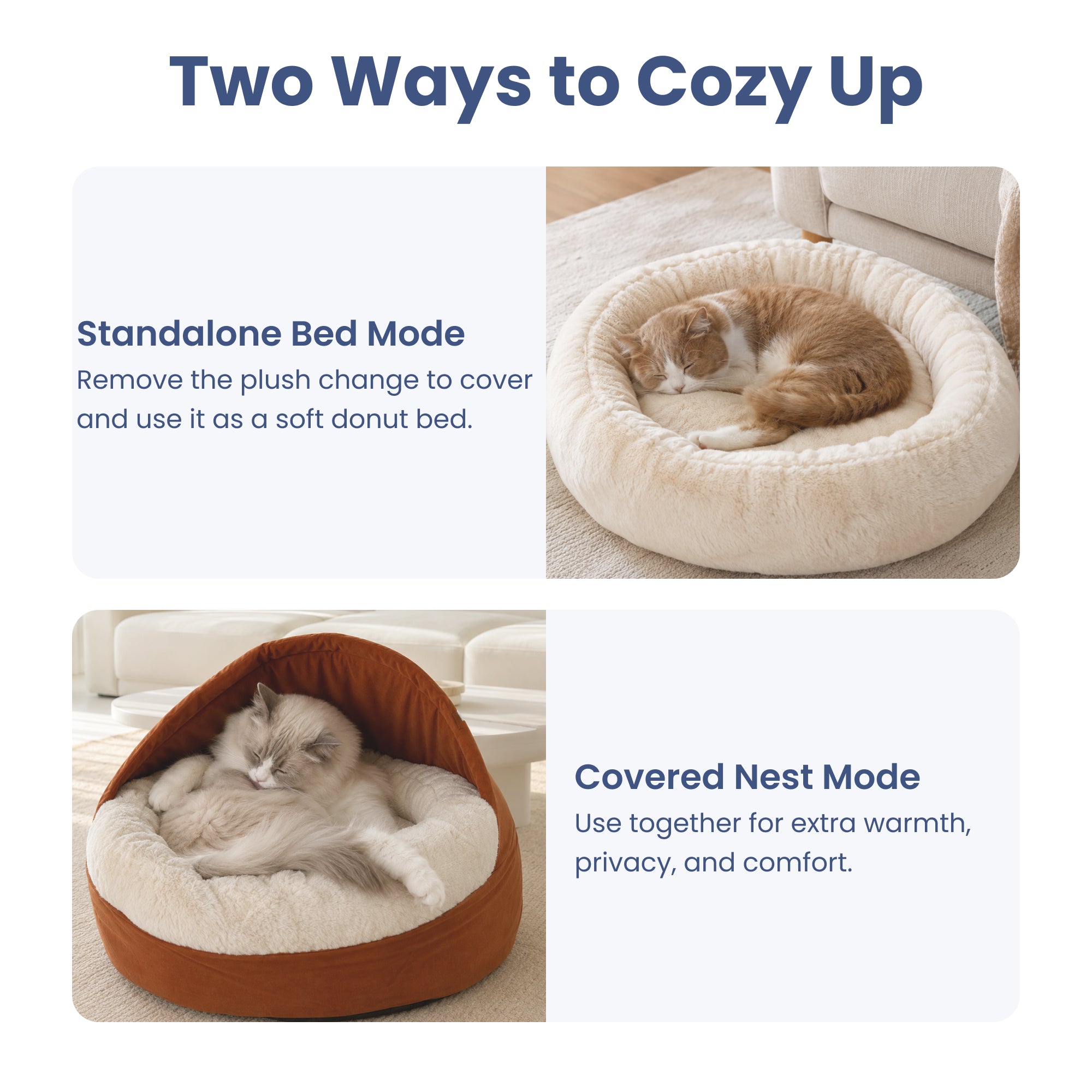 PawsPik® Hooded Bolster Dog Bed with Removable Cover & Plush Cushion
