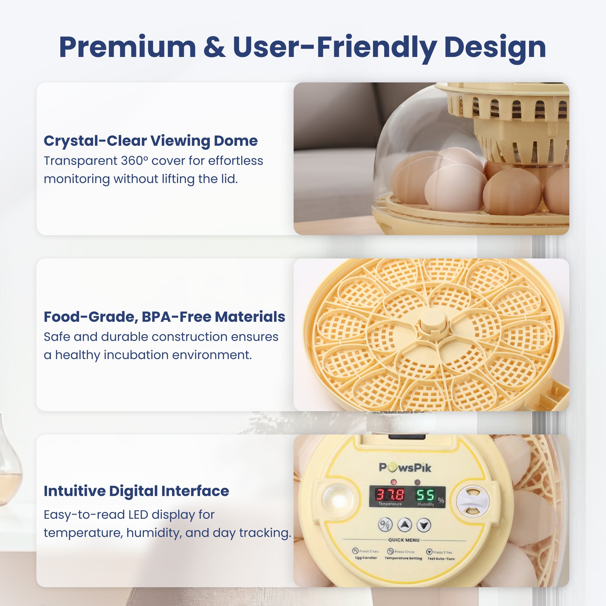 PawsPik® Automatic 18 Egg Smart Incubator