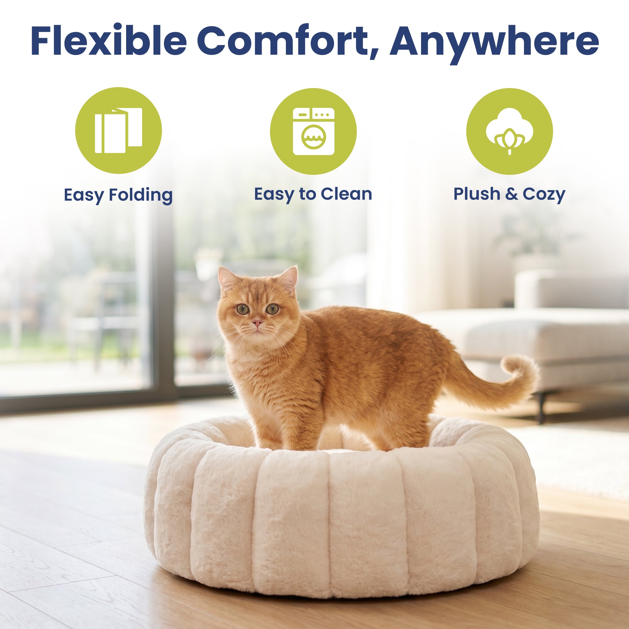 PawsPik® 3-in-1 Convertible Plush Cave & Donut Bolster Dog & Cat Bed, Medium