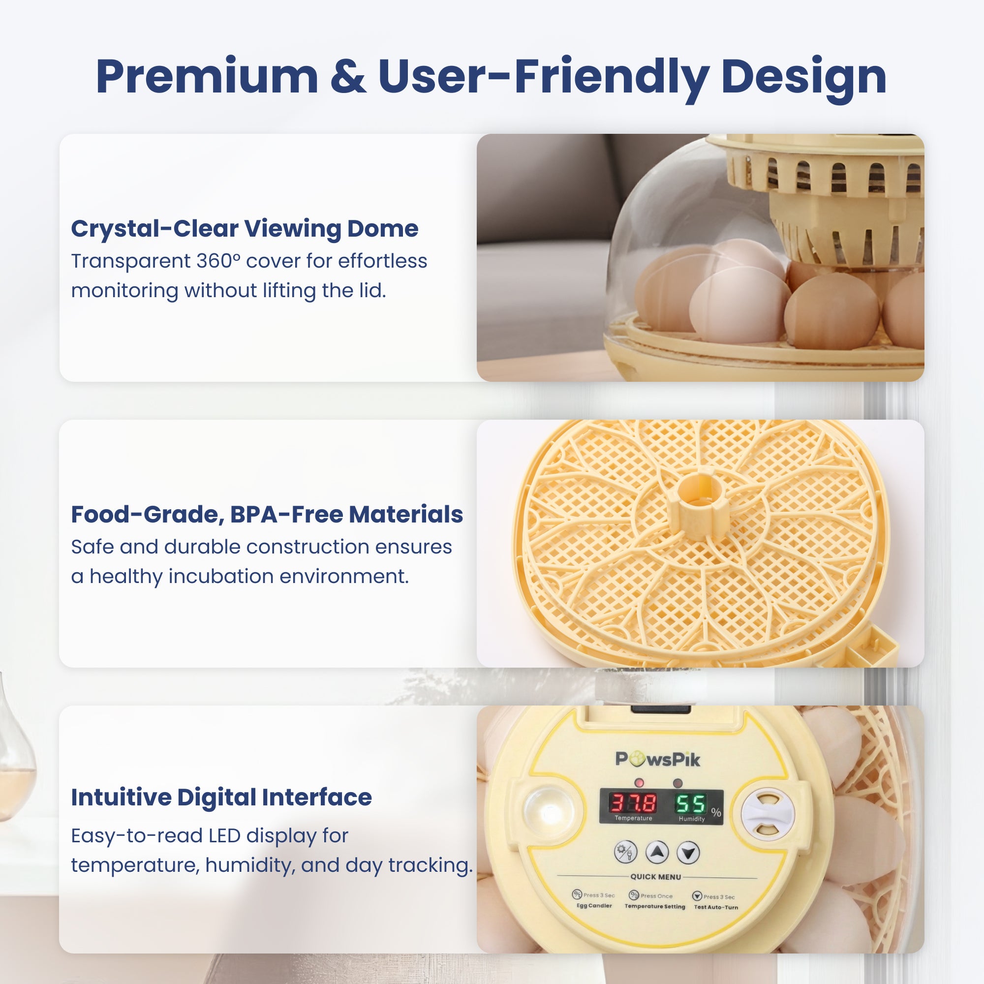 PawsPik® Automatic 12 Egg Smart Incubator
