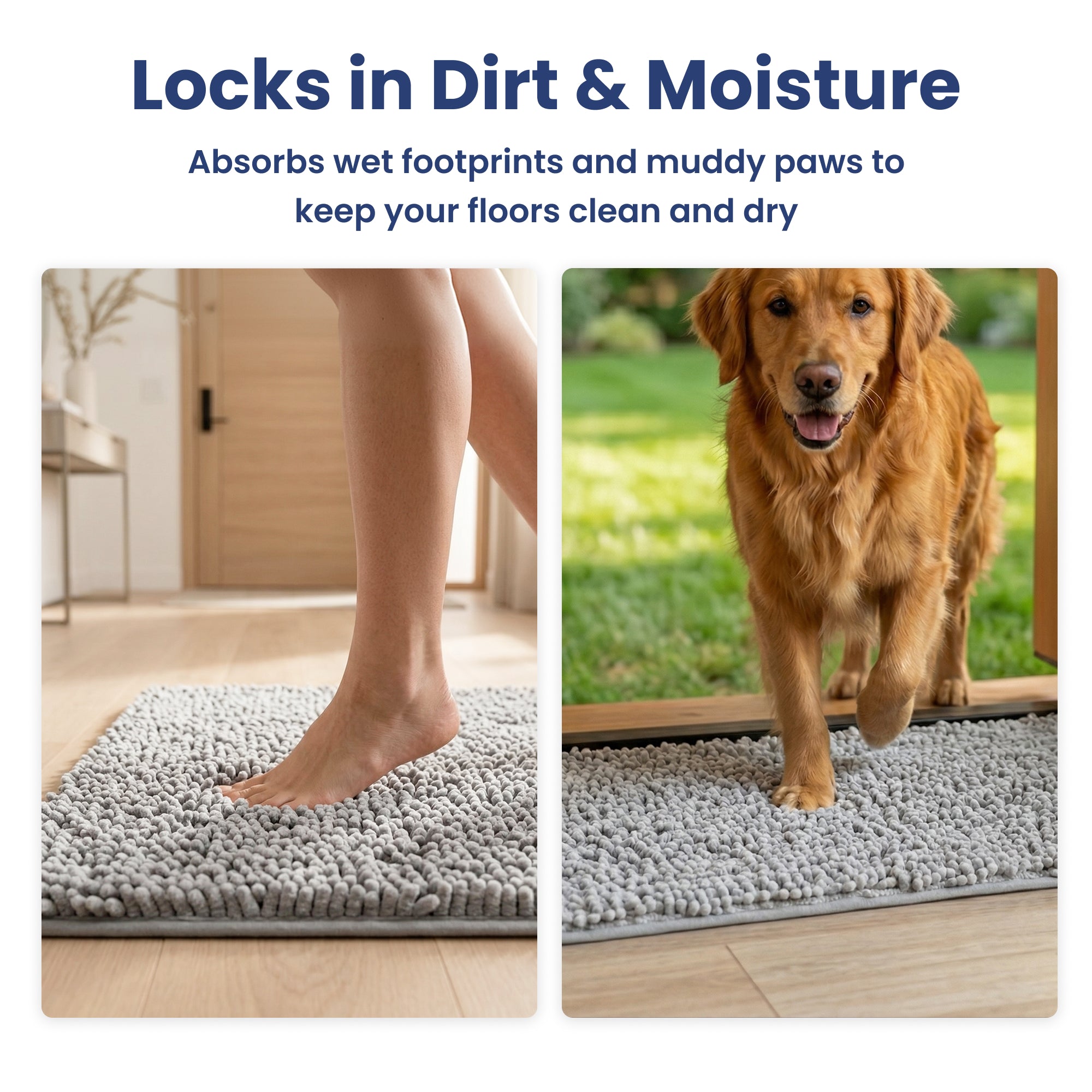 PawsPik® Super Absorbent Microfiber Dog Doormat, Gray