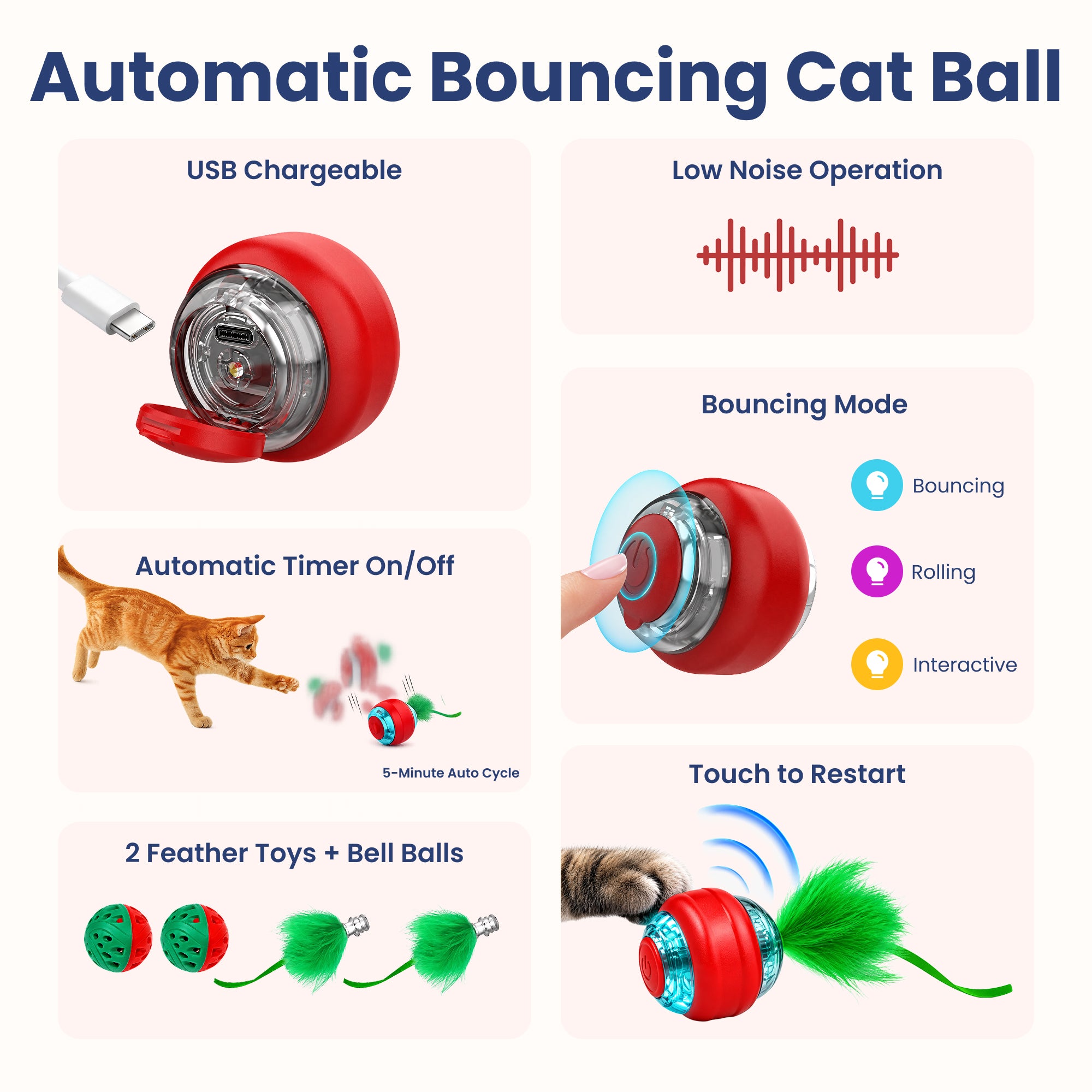 PawsPik® Spin & Chase Interactive Smart Cat Toy
