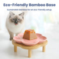Load image into Gallery viewer, PawsPik® Flower Ceramic Feeding Cat Plate with Raised Bamboo Stand
