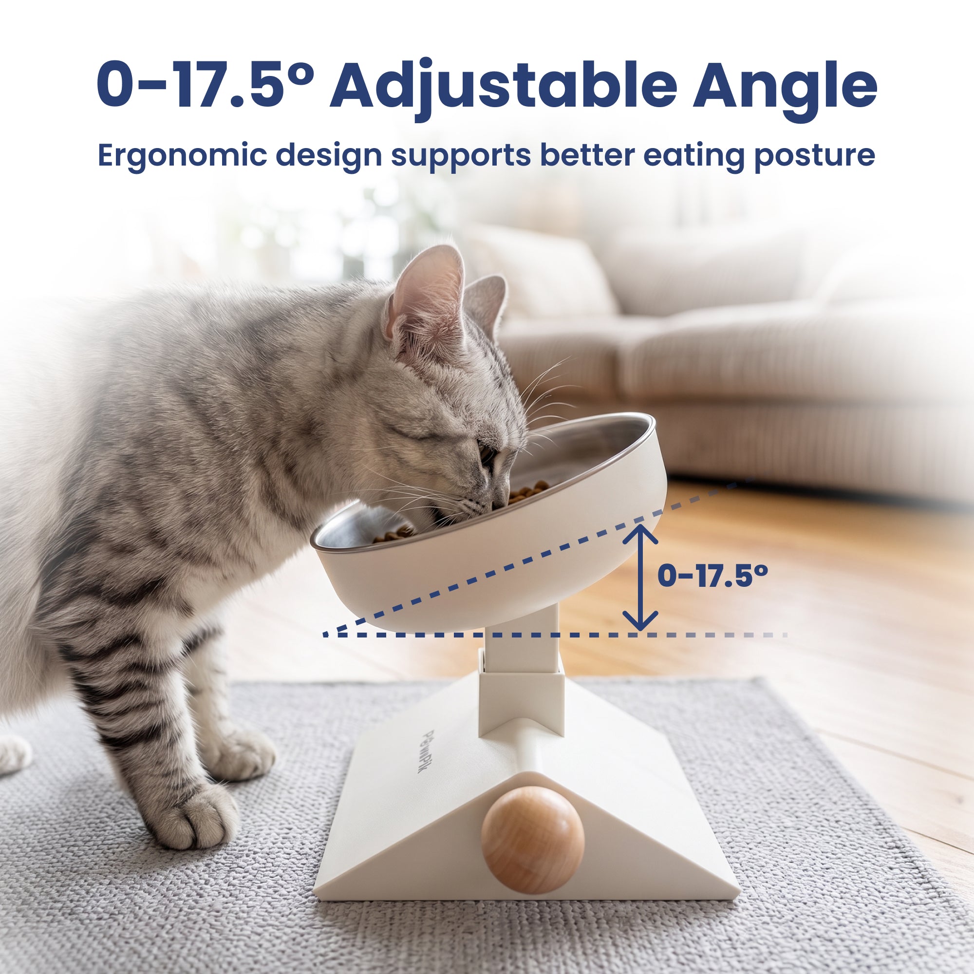 PawsPik® Adjustable Angle & Height Elevated Stainless Steel Dog Bowl