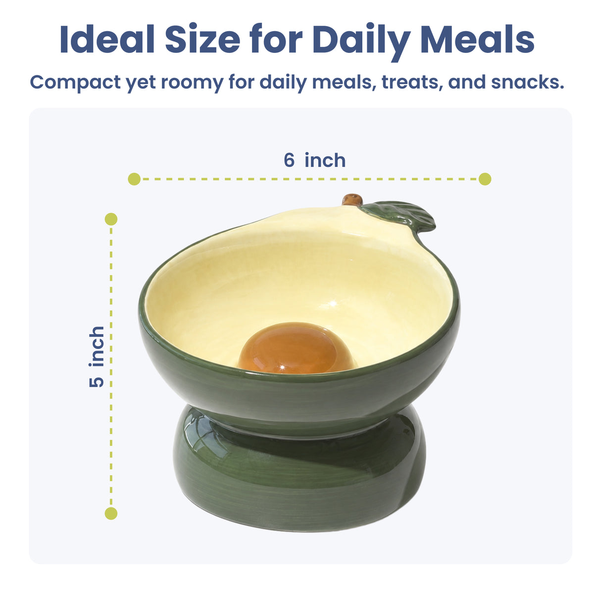 PawsPik® Fresh Picks Holiday Collection Elevated Ceramic Cat Bowl, Avocado, 8-oz