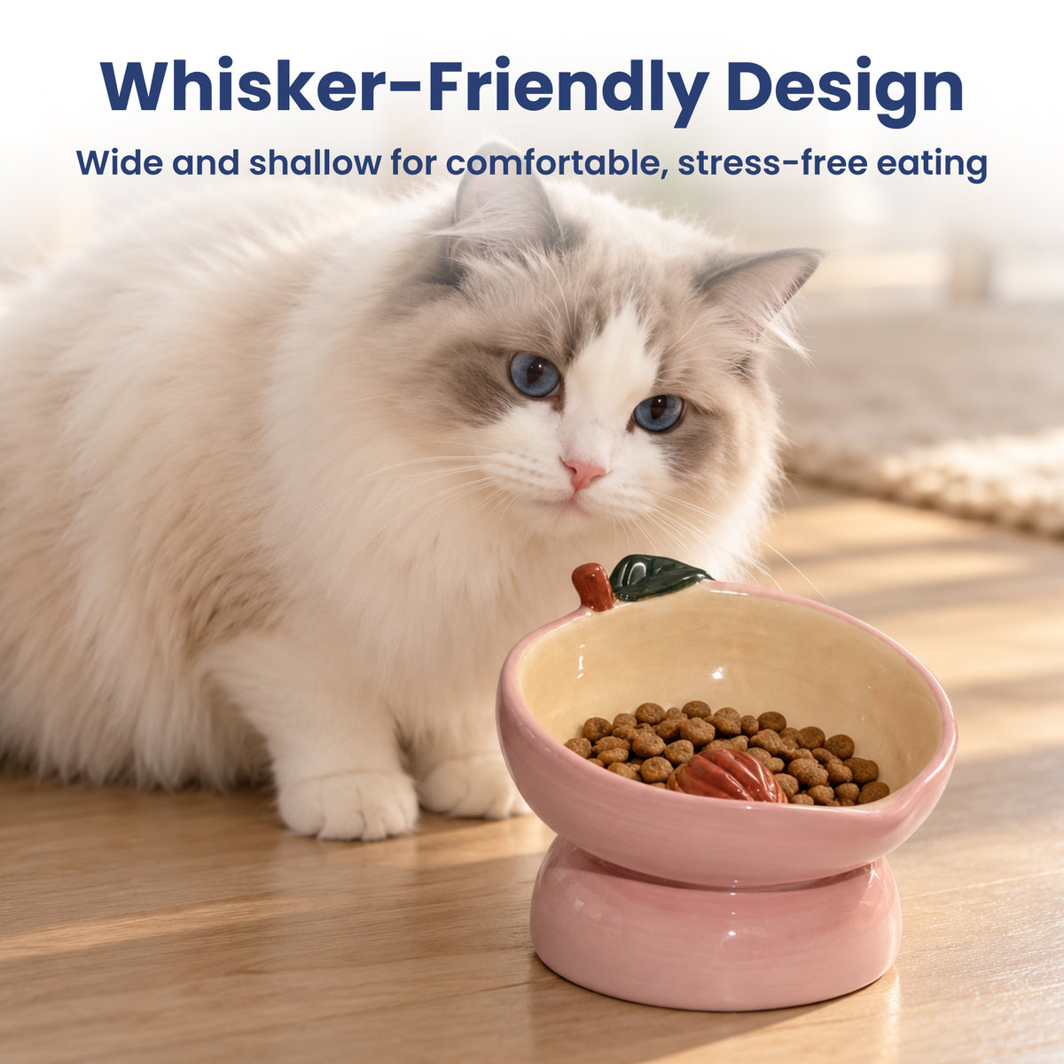 PawsPik® Fresh Picks Holiday Collection Elevated Ceramic Cat Bowl, Peach, 8-oz