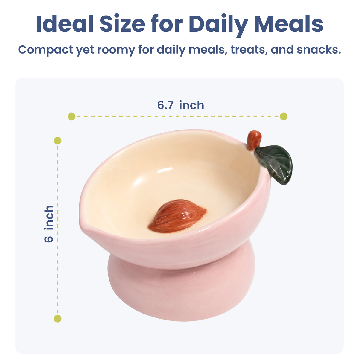 PawsPik® Fresh Picks Holiday Collection Elevated Ceramic Cat Bowl, Peach, 8-oz