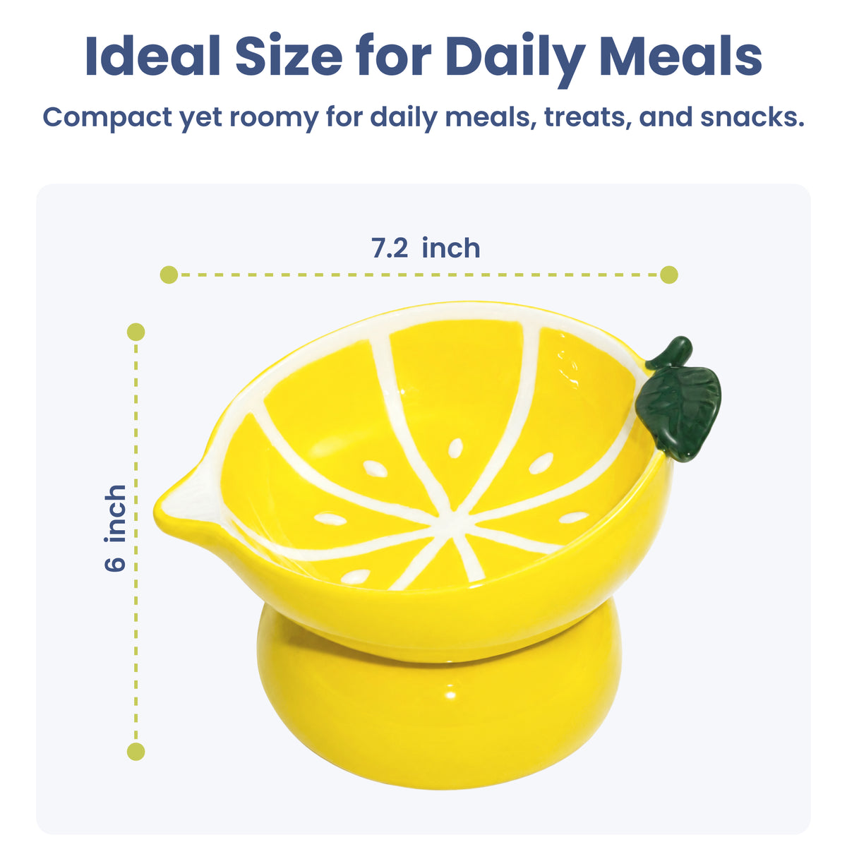 PawsPik® Fresh Picks Holiday Collection Elevated Ceramic Cat Bowl, Lemon, 8-oz