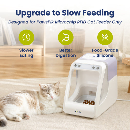 PawsPik® Silicone Slow-Feed Bowl Insert for Automatic Microchip RFID Pet Feeder, 2 ct