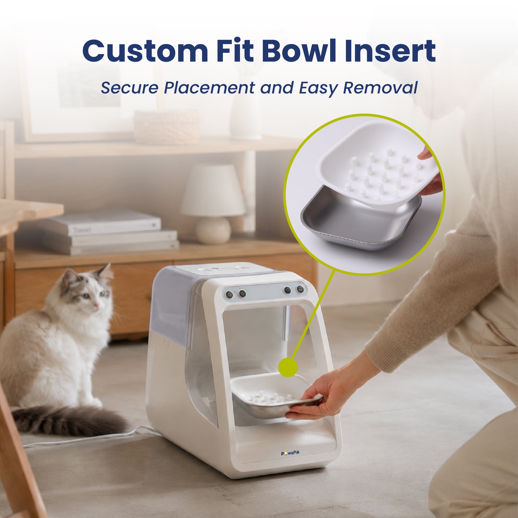 PawsPik® Silicone Slow-Feed Bowl Insert for Automatic Microchip RFID Pet Feeder, 2 ct