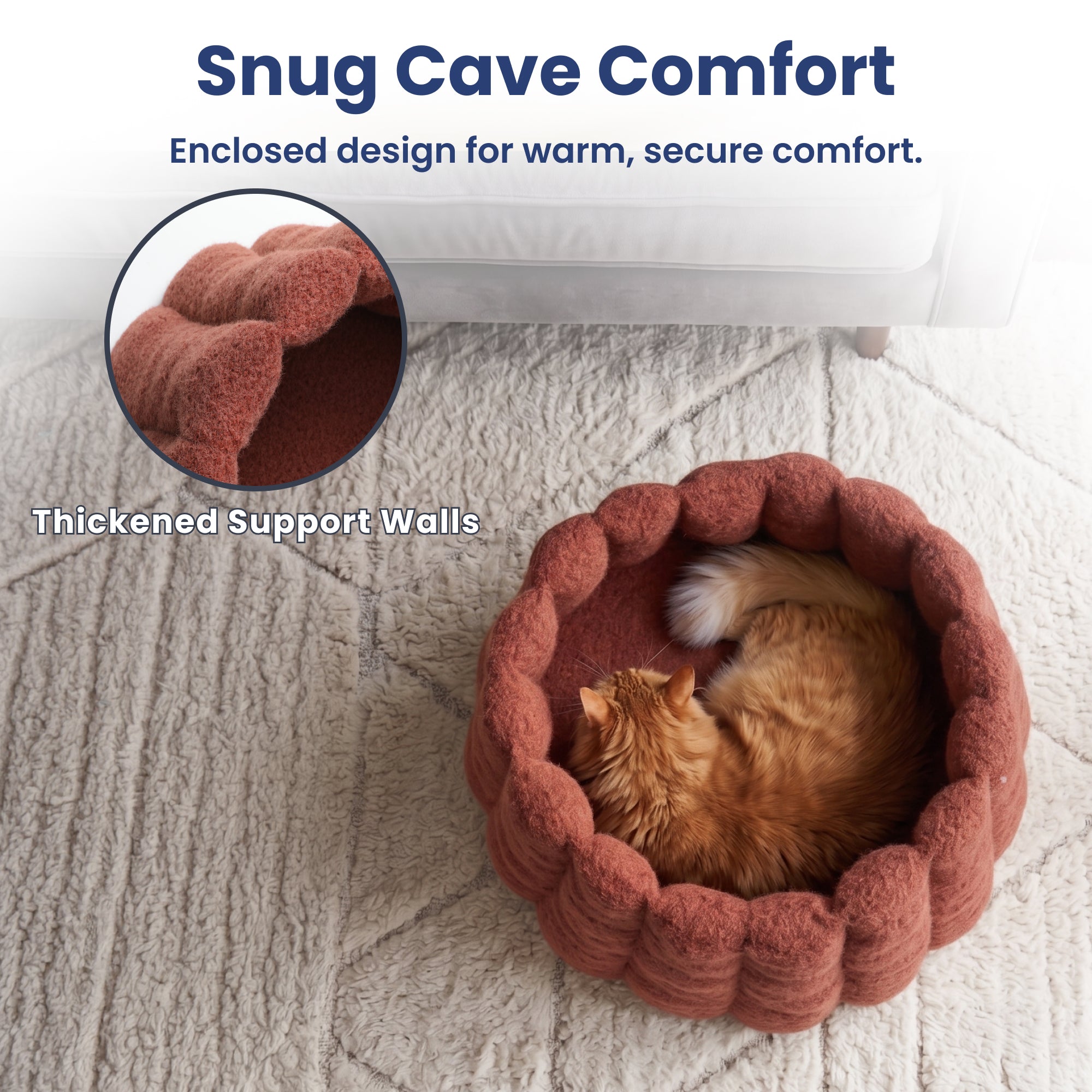 PawsPik® 3-in-1 Convertible Plush Cave & Donut Bolster Dog & Cat Bed, Medium