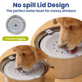 Load image into Gallery viewer, A golden retriever drinks from a no-spill water bowl for dogs with a lid designed to prevent mess and digging, keeping water contained.
