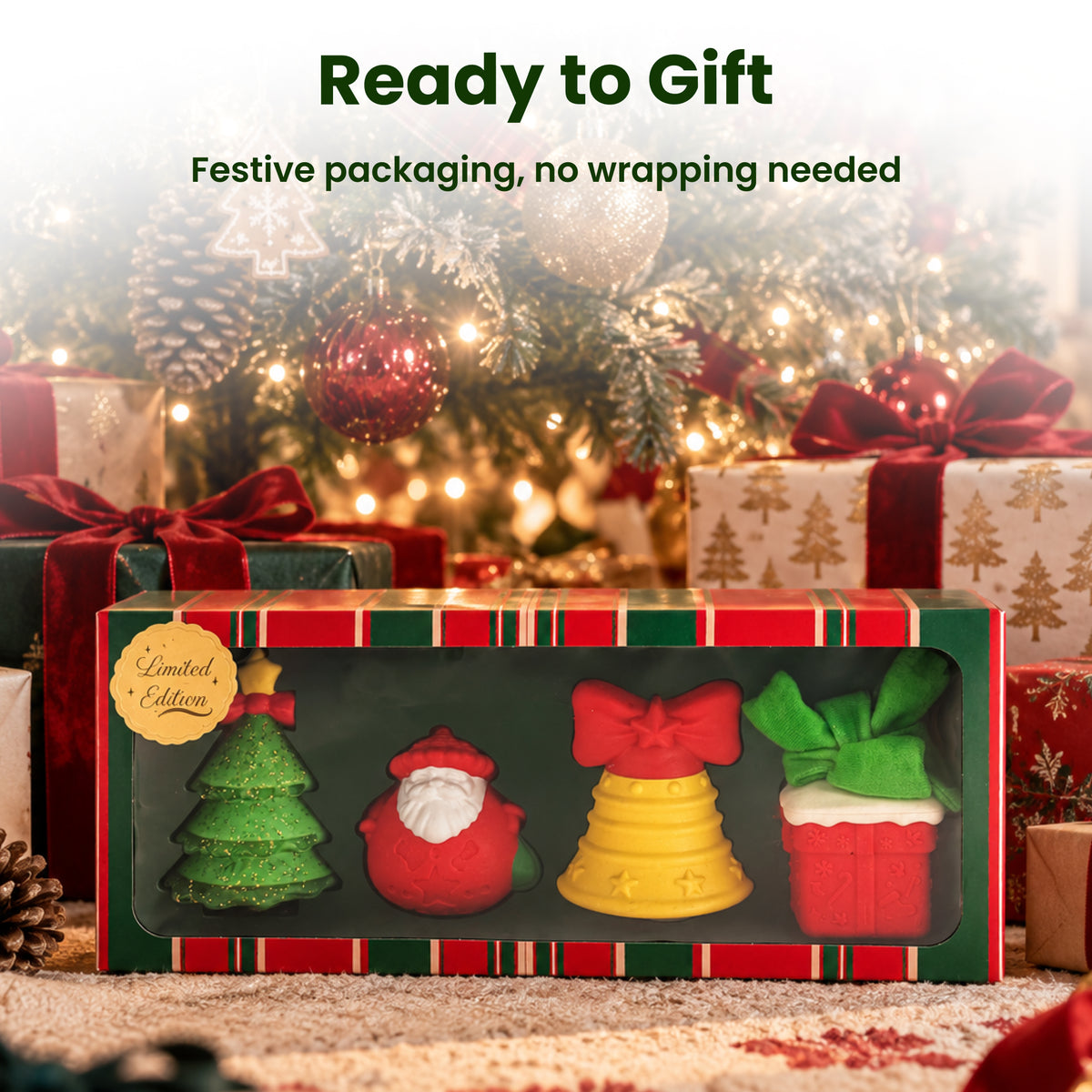 PawsPik® Christmas Bundle Holiday Squeaky & Dental Chew Dog Toy, 4 count