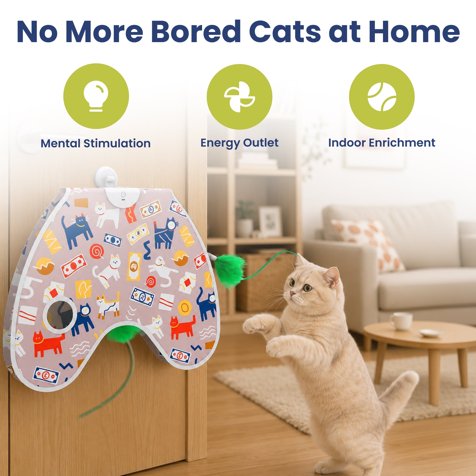PawsPik® Peek & Play Wall Mounted Interactive Electronic Hide & Seek Cat Toy
