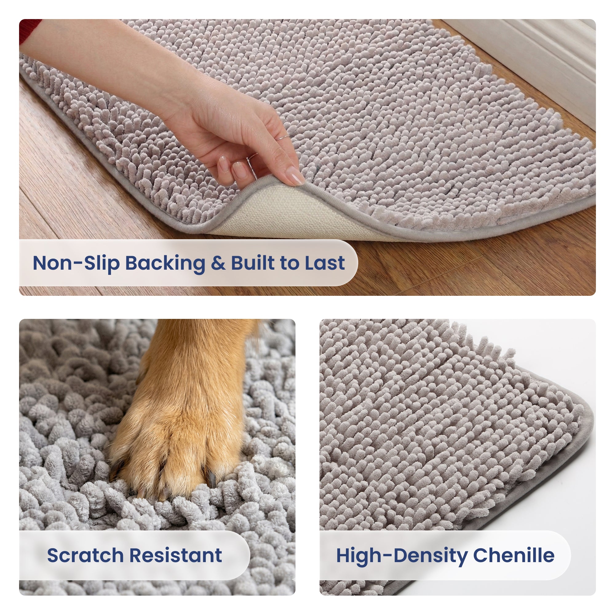 PawsPik® Super Absorbent Microfiber Dog Doormat, Gray