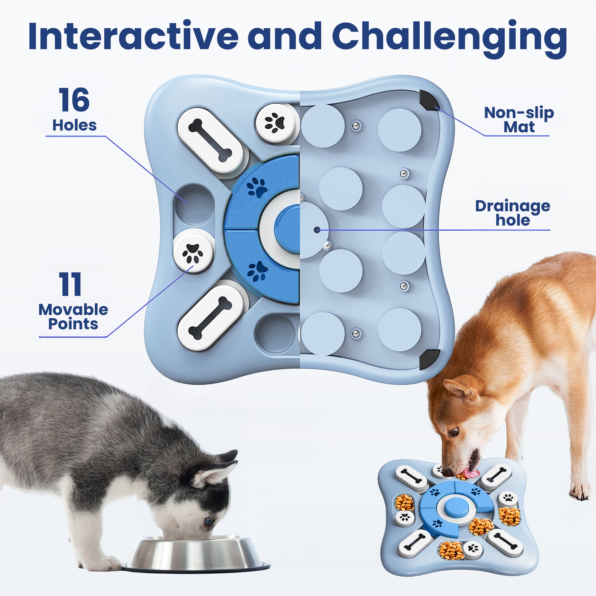 PawsPik® Pawzzle Interactive Dog Puzzle Enrichment Toy, Light Blue