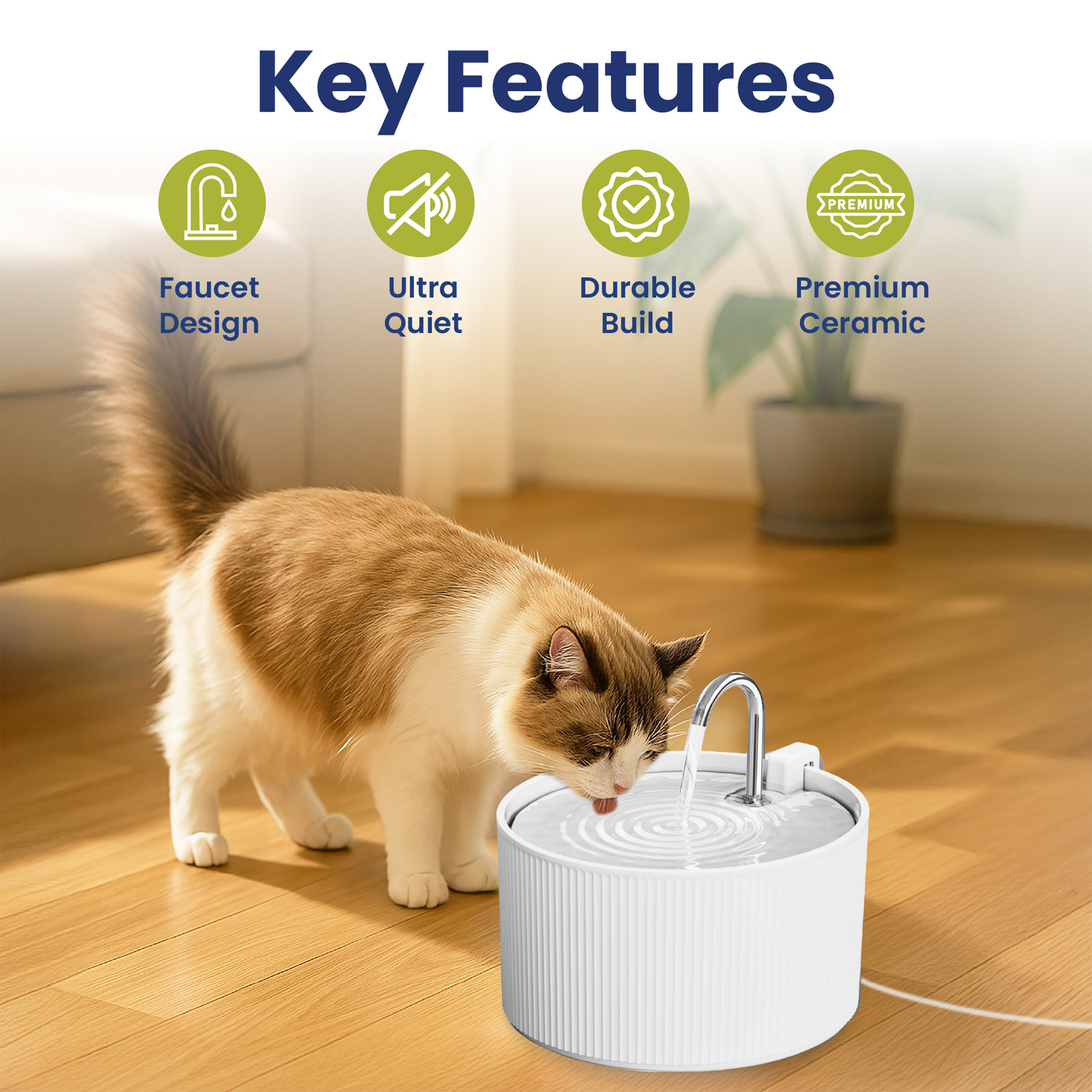 PawsPik® Serenity Faucet Ceramic Cat Fountain