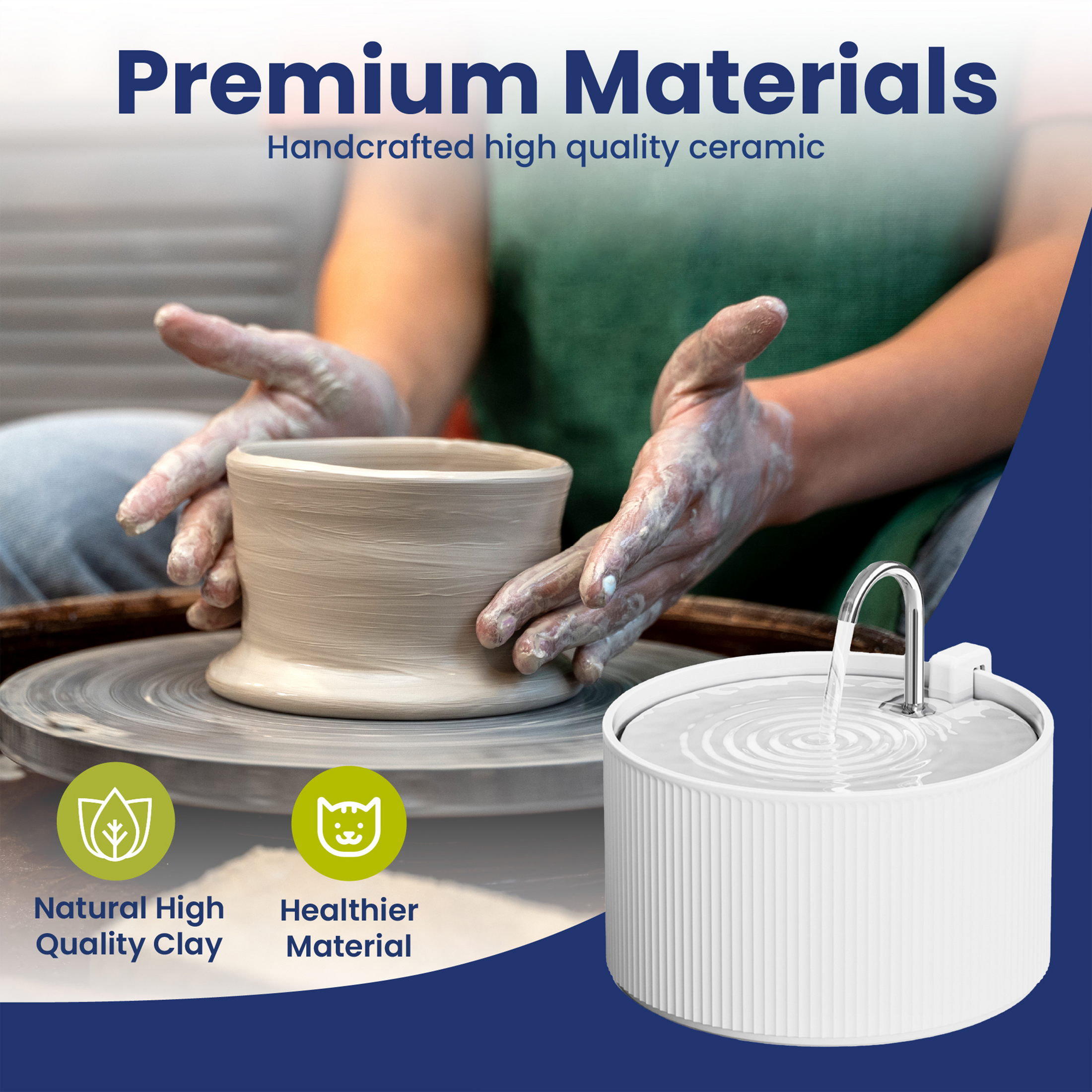 PawsPik® Serenity Faucet Ceramic Cat Fountain