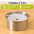Load image into Gallery viewer, Stainless steel dog water bowl with a 1-gallon capacity, offering continuous hydration and fewer refills for thirsty pets.
