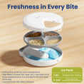Load image into Gallery viewer, 4-meal PawsPik Smart Pet Feeder with ice pack, keeping ingredients fresh; includes guidelines for raw meat and canned food storage.
