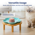 Load image into Gallery viewer, PawsPik® Flower Ceramic Feeding Cat Plate with Raised Bamboo Stand

