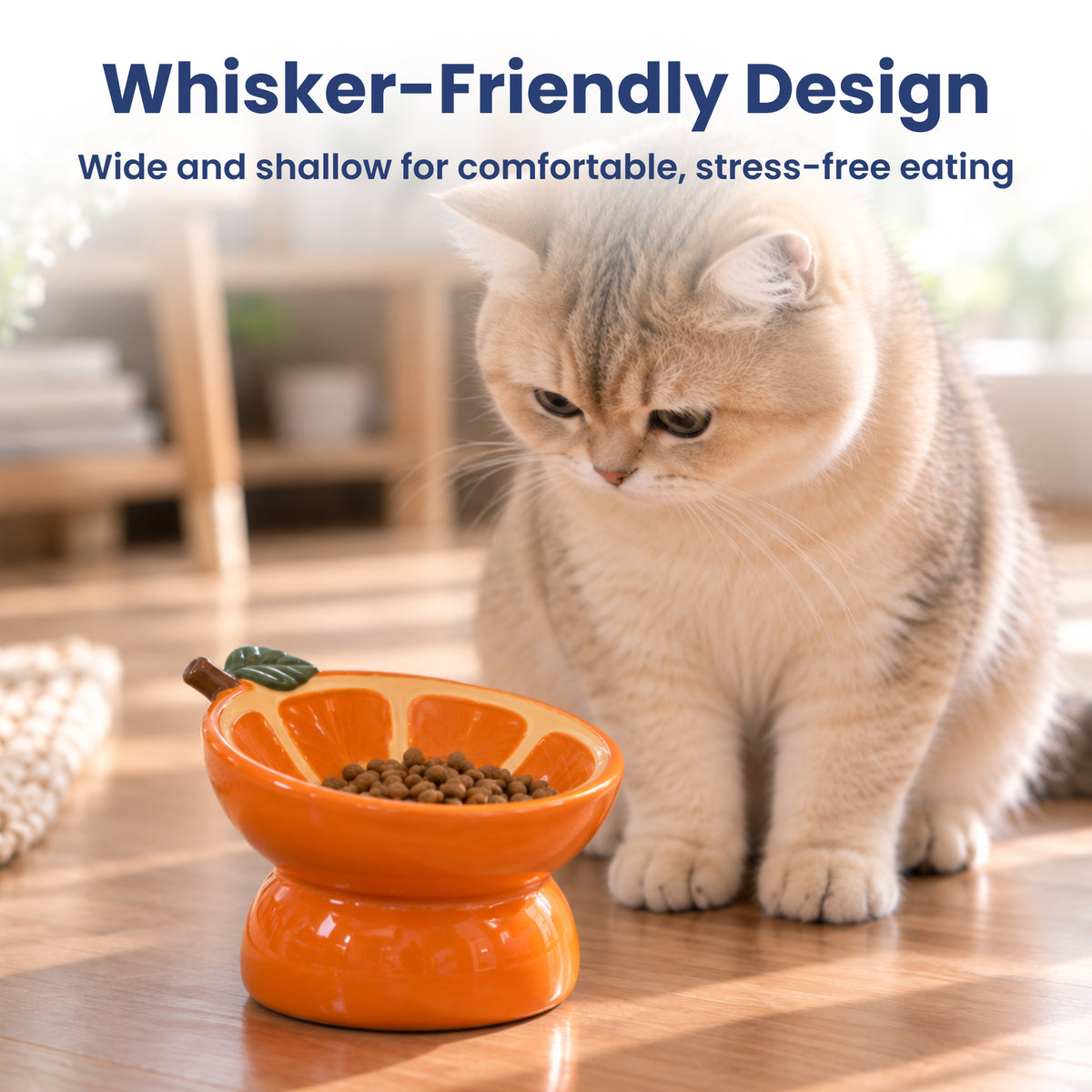 PawsPik® Fresh Picks Holiday Collection Elevated Ceramic Cat Bowl, Orange, 8-oz