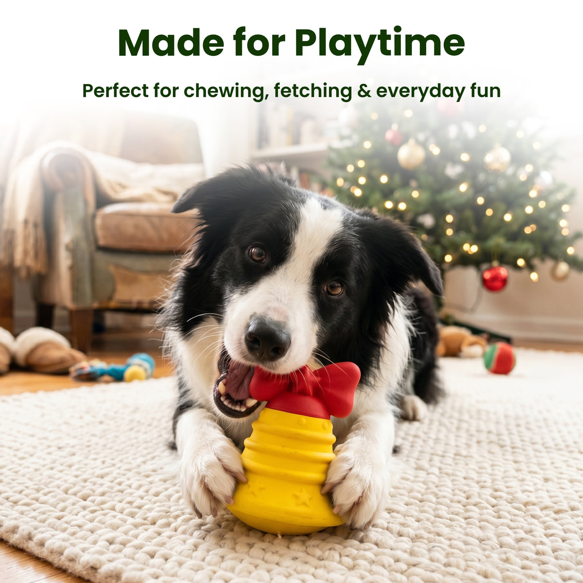 PawsPik® Christmas Bundle Holiday Squeaky & Dental Chew Dog Toy, 4 count