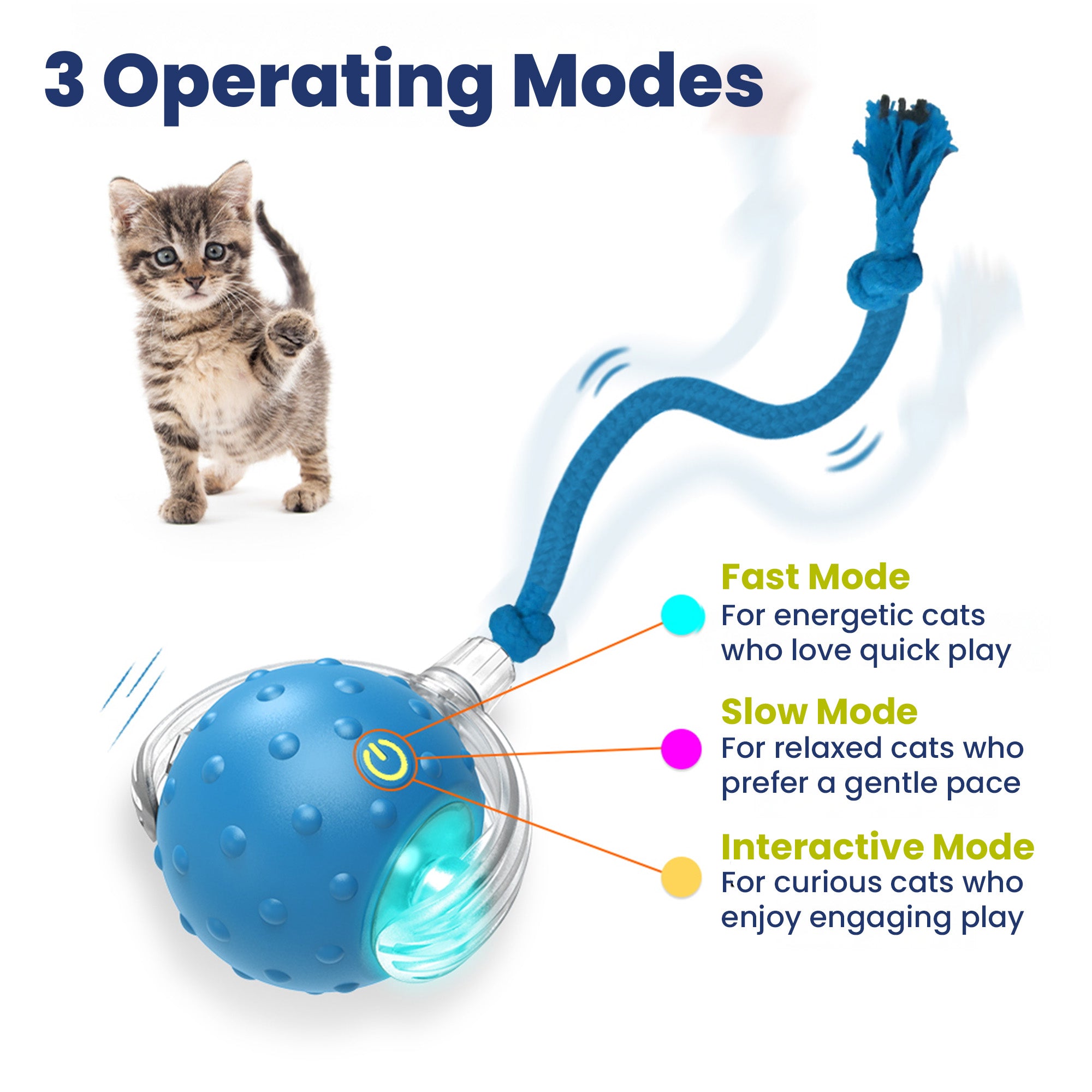 PawsPik® Cat Toy Chirp & Chase Motion Activated Cat Ball with LED Lights