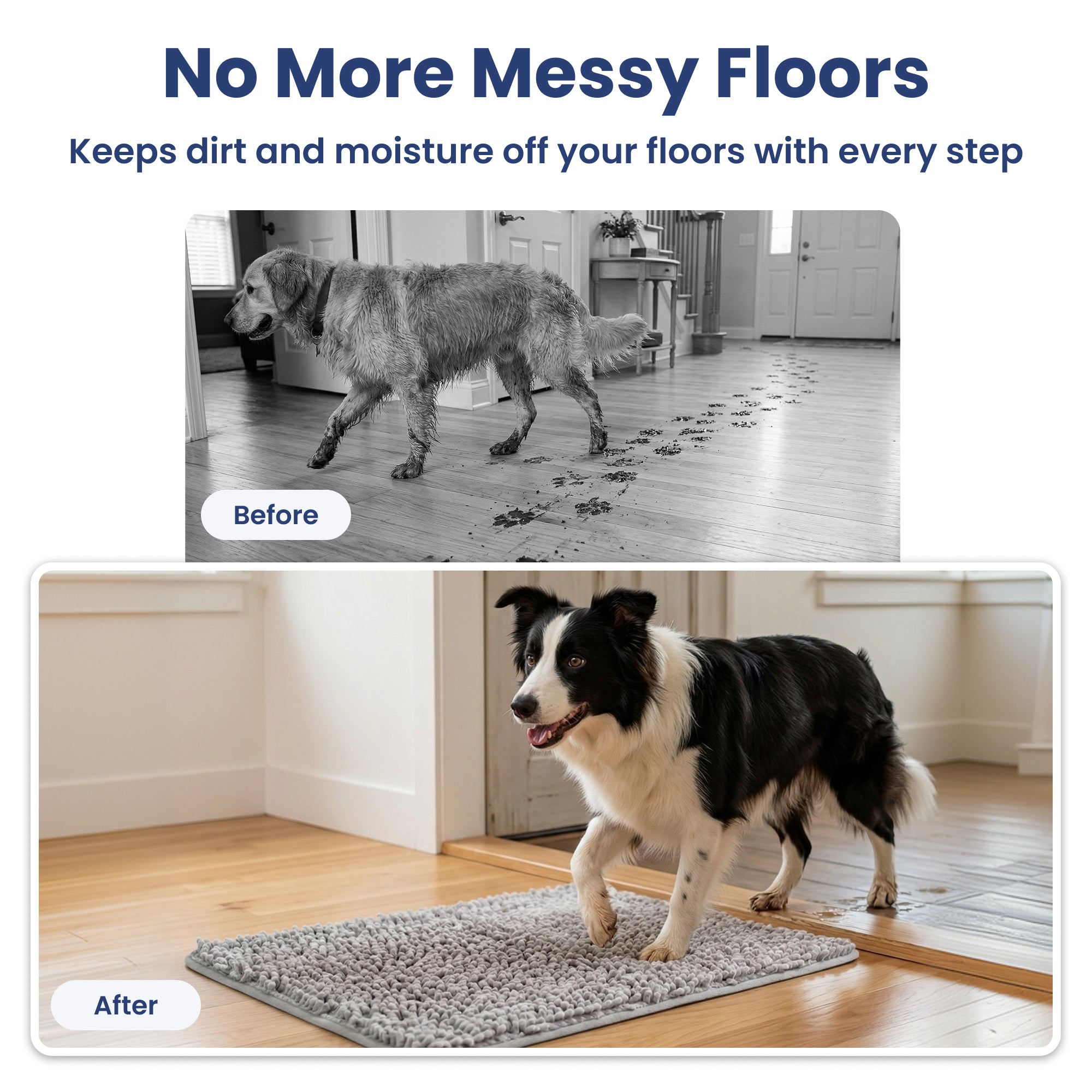 PawsPik® Super Absorbent Microfiber Dog Doormat, Gray