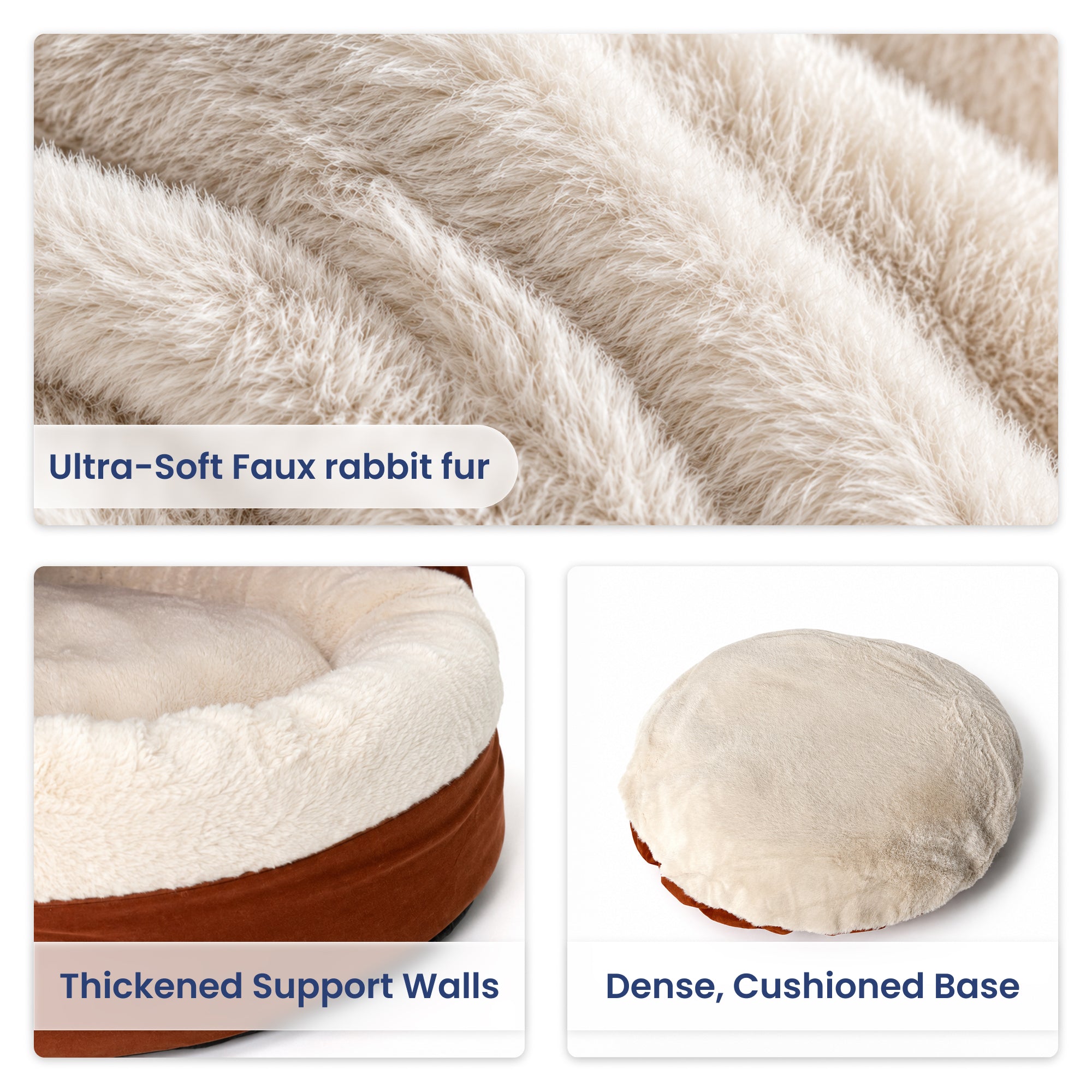 PawsPik® Hooded Bolster Dog Bed with Removable Cover & Plush Cushion