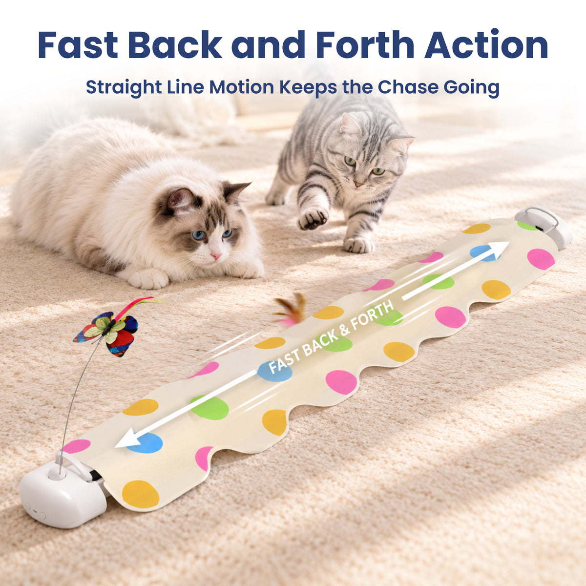 PawsPik® Feather Mat Butterfly Spinner Electronic Hide & Seek Cat Toy, White