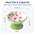 Load image into Gallery viewer, PawsPik® PawsPik Strawberry Blooms Elevated Ceramic Cat Bowl
