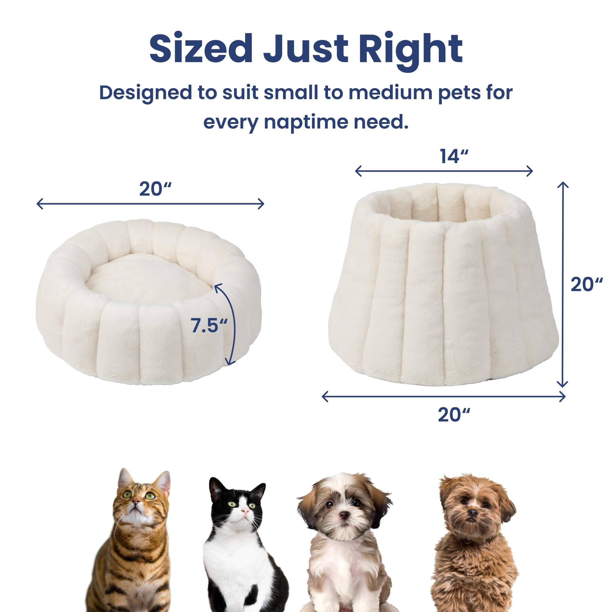 PawsPik® 3-in-1 Convertible Plush Cave & Donut Bolster Dog & Cat Bed, Medium