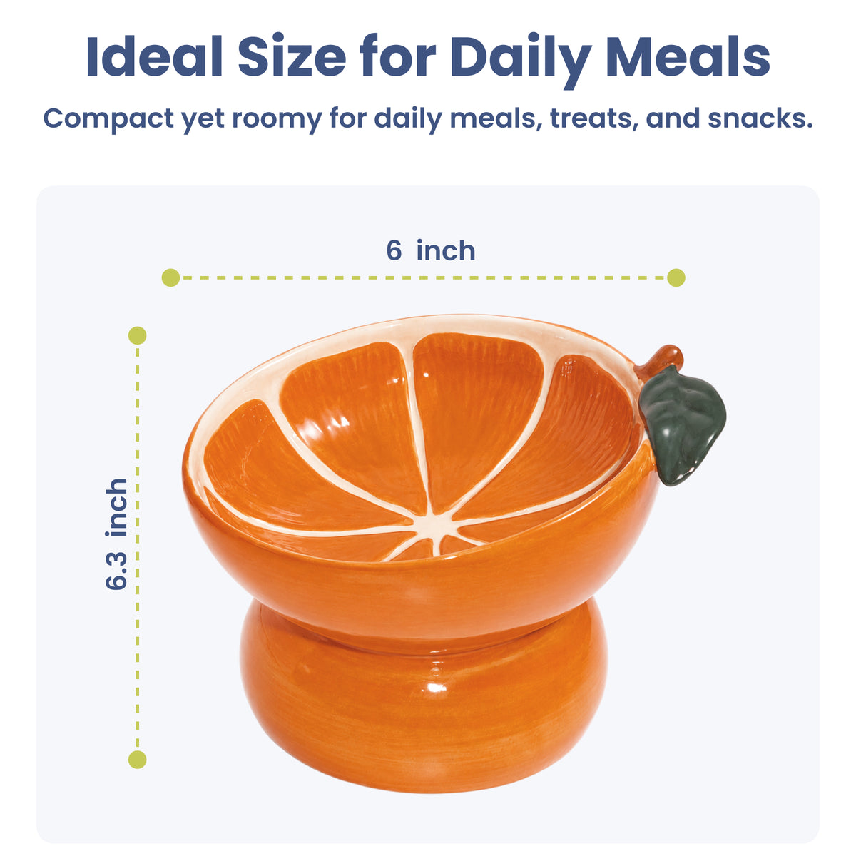 PawsPik® Fresh Picks Holiday Collection Elevated Ceramic Cat Bowl, Orange, 8-oz