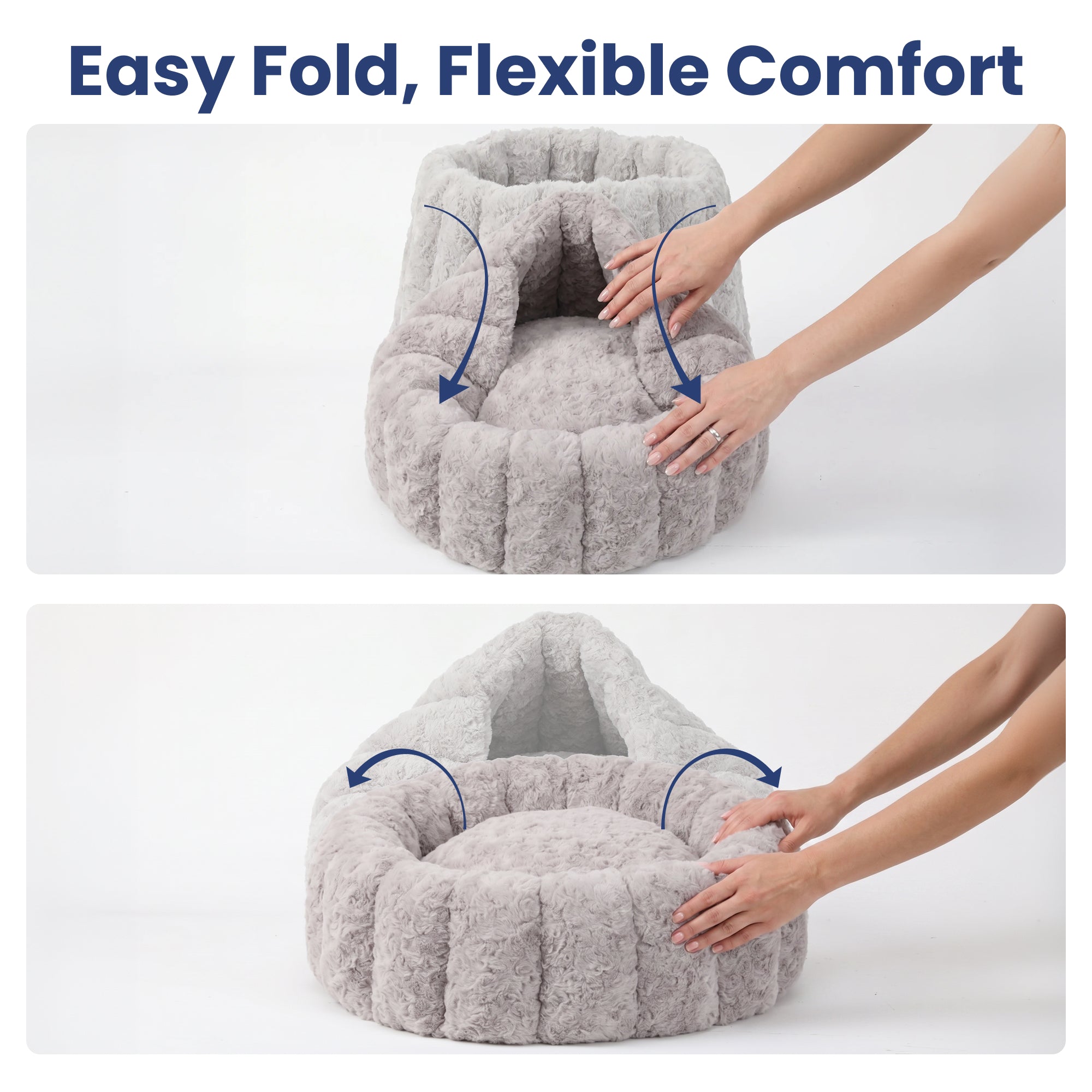 PawsPik® 3-in-1 Convertible Plush Cave & Donut Bolster Dog & Cat Bed, Medium