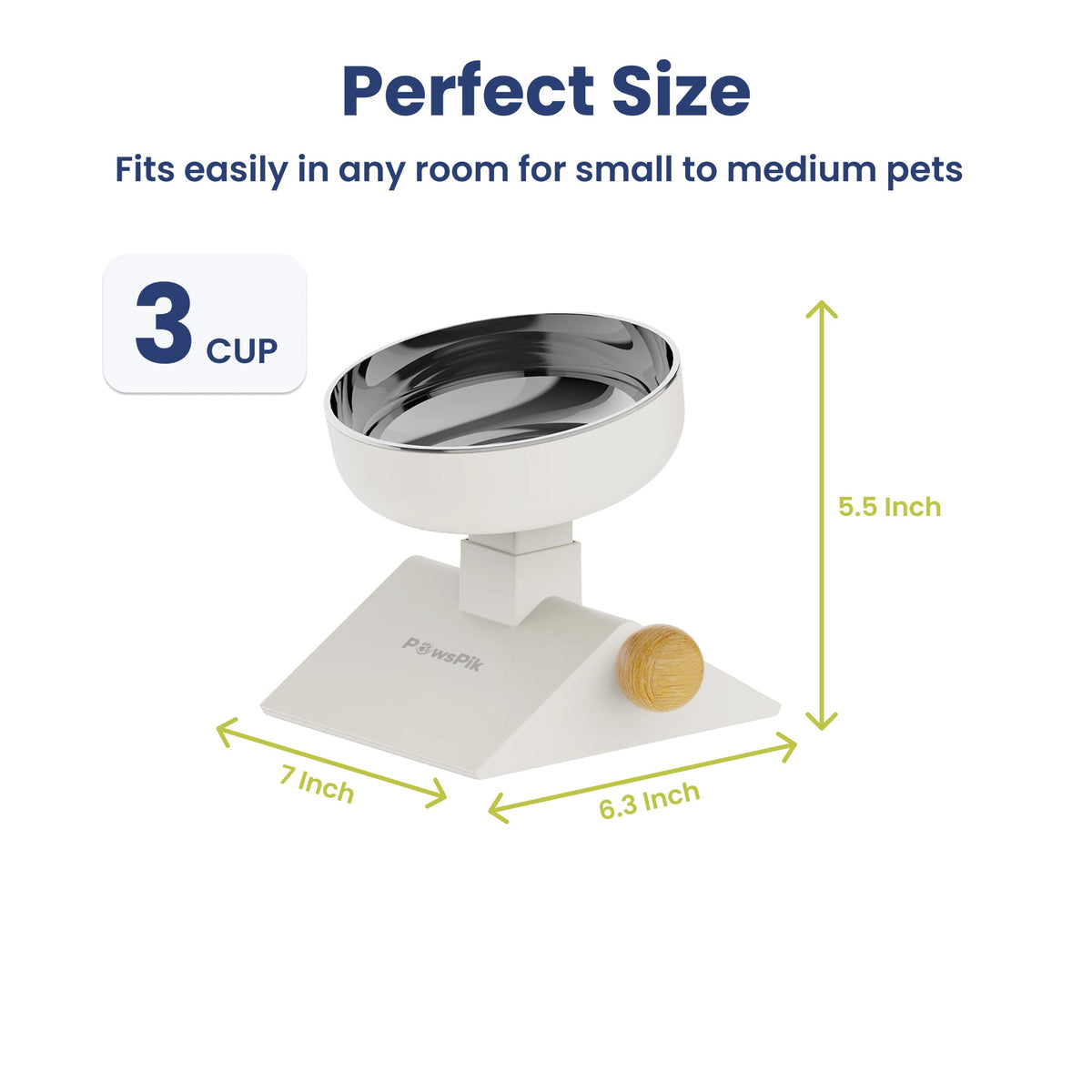 PawsPik® Adjustable Angle & Height Elevated Stainless Steel Dog & Cat Bowl