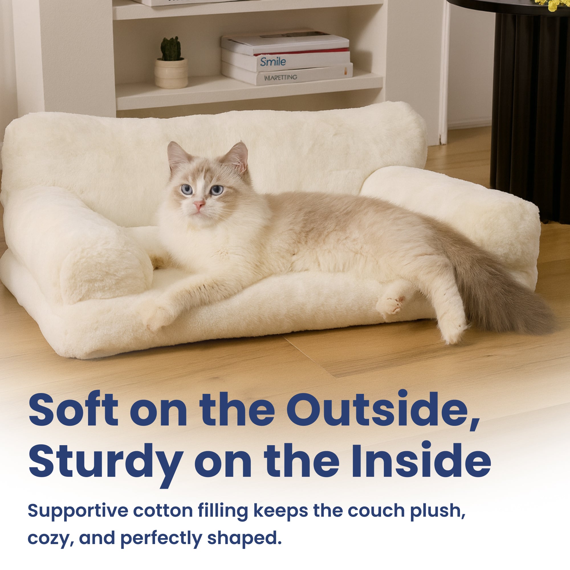 PawsPik® Plush Support Sofa Bed for Dogs & Cats, White