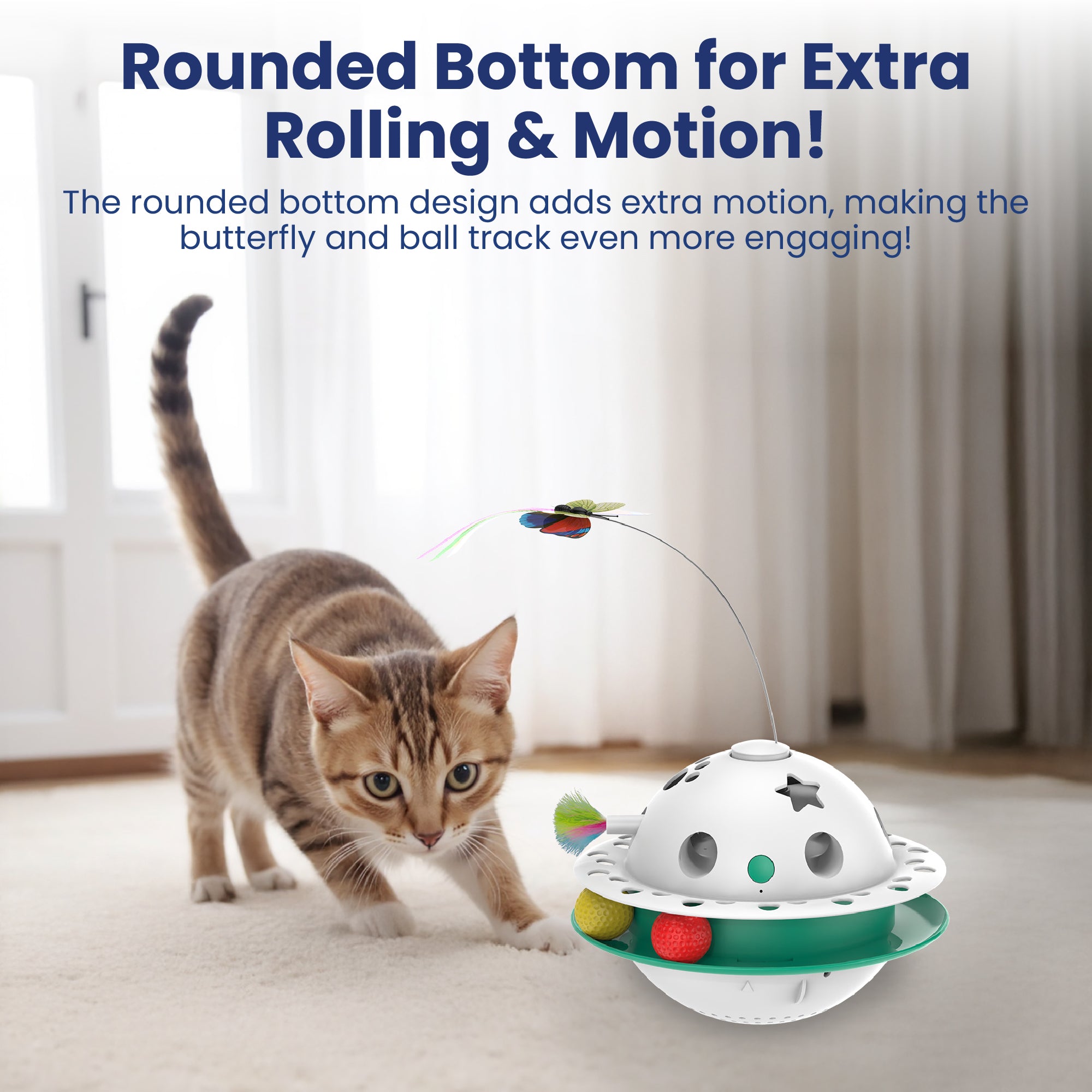 PawsPik® Triple Chase Tumbling Interactive Cat Toy with Catnip Ball