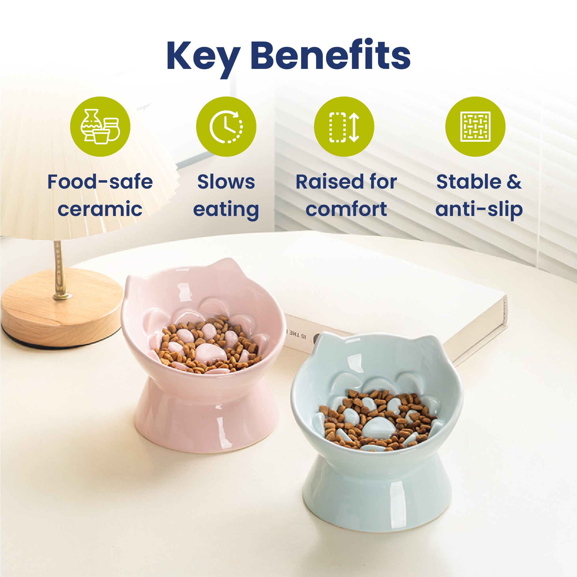 ドッグフード michi PawsPik® Lynx Ceramic Raised Slow Feeder Cat Bowl