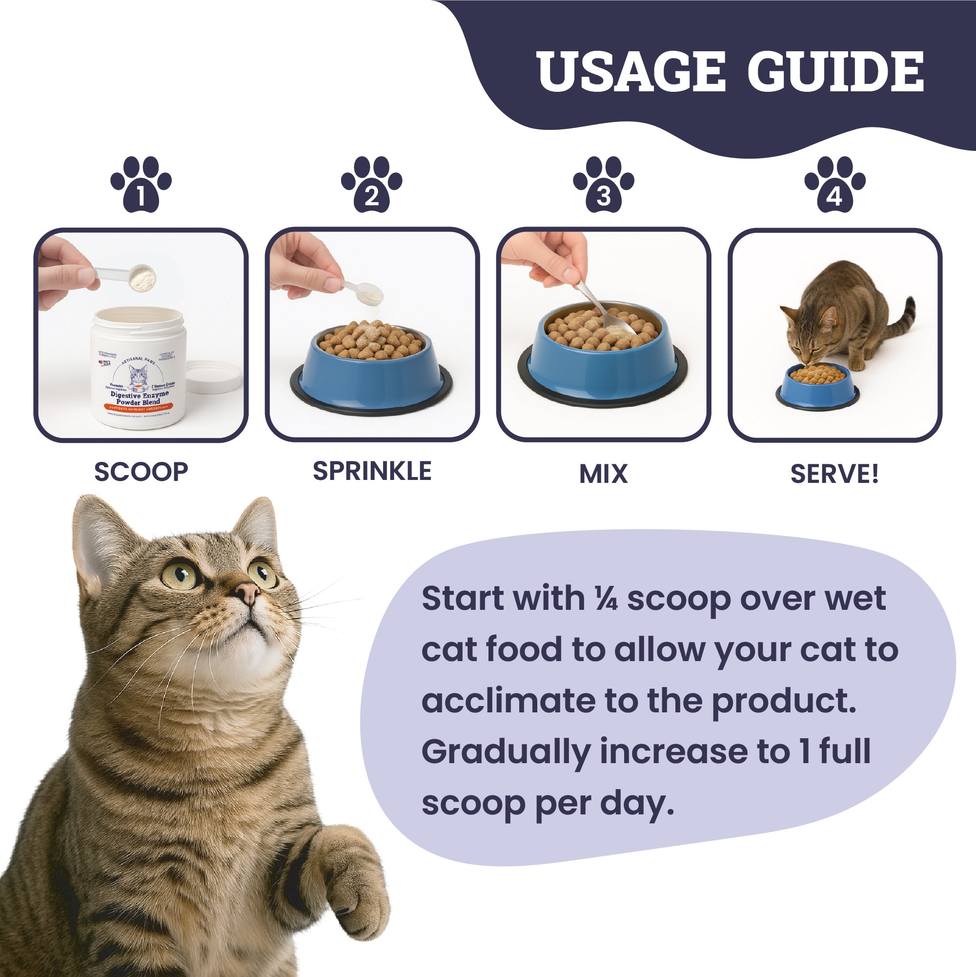 Artisanal Paws™ Digestive Enzyme Support Formula Powder Supplement for Cats, 3.8-oz